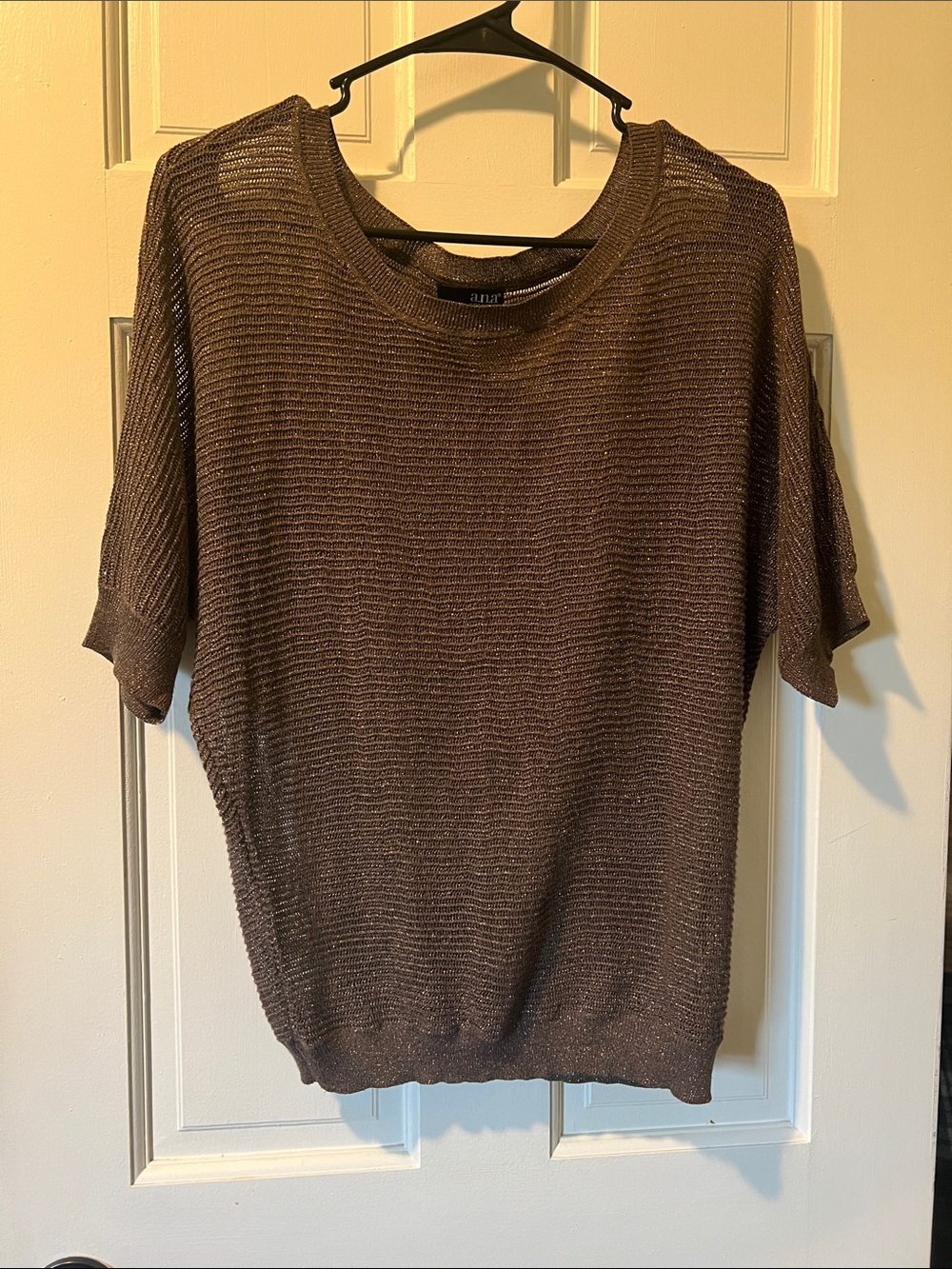a.n.a Men's Short-Sleeve Crewneck Knit Sweater in Brown